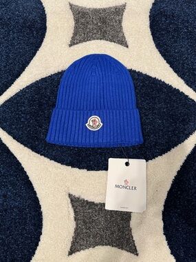 Moncler Wool and Cashmere Blue Beanie